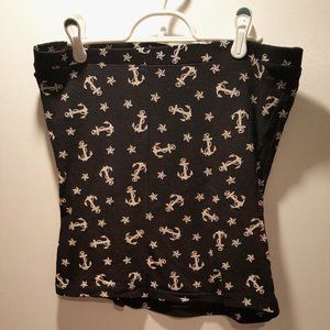 LUCKY THIRTEEN TUBE TOP Sz Lg BLACK Pirate Punk Tattoo